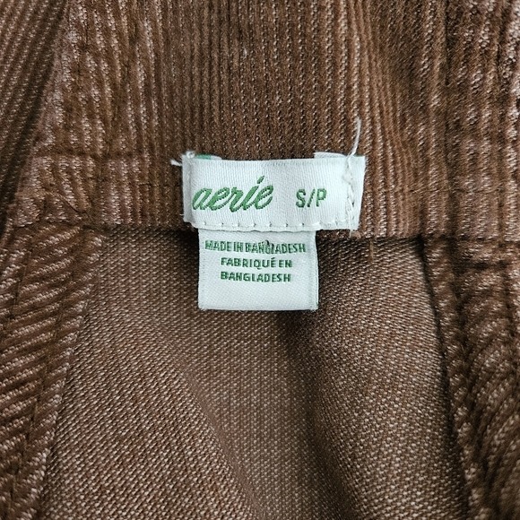 Aerie Straight Leg Overalls Brown Corduroy Raw Hem Crop Ankle Coveralls XS Small - Picture 5 of 7
